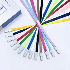 Modern Minimalist Polyester Lanyard For ID Badges School Office Name Tags Candy Color Neck Strap With Integrated Buckle