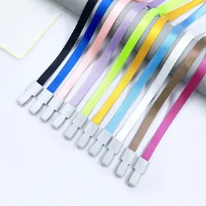Colorful 1.0cm lanyards with integrated plastic clips for ID badges and name cards, durable.