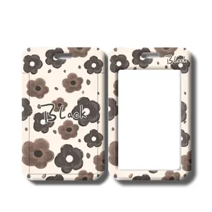 Schattige Cartoon Bloemen Kaarthouder Schuifdeksel ID Case Met Lanyard Voor Studenten Koffie Bloem Tulp Buskaart Sleeve Protector