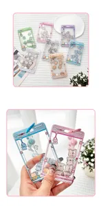 Cute claw machine shaker card holder, clear acrylic sliding student ID badge protector case.