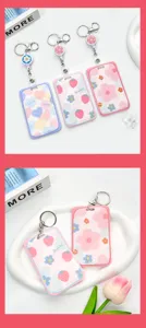 Cute student ID card holder transparent ABS badge reel with cartoon design card case cover