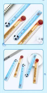 Cute acrylic straight ruler cartoon football basketball student 15cm stationery detail view
