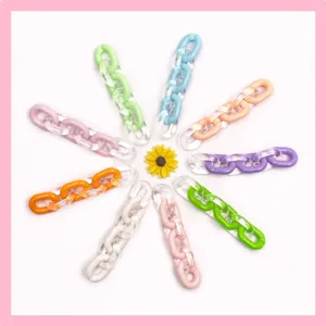 Colorful acrylic U chains DIY accessories for phone cases bags keychains decorative links.