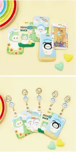 Cute cartoon card holder with lanyard student campus meal card protective sleeve set.