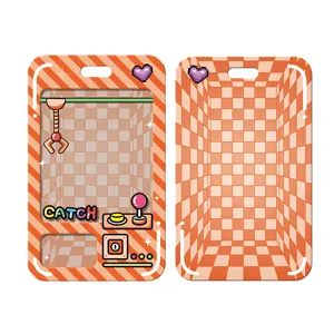Cute arcade claw machine style ID card holder, transparent bus card protective cover for students.