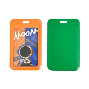 Cute astronaut student card holder ABS ID bus card protective cover case dual pack