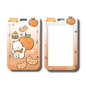 Portatarjetas naranja de dibujos animados ABS anti pérdida deslizante funda protectora ID.
