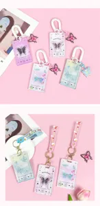 Clear card holder transparent ID badge protector cute butterfly aesthetic student transit bus card
