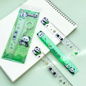 Lot de Règles Transparentes en Acrylique Panda Dessin Animé Mignon Règle de Dessin Créative Fournitures Scolaires pour Étudiants