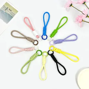 Handmade Braided Phone Lanyard Wrist Strap Polyester Alloy Anti Lost Keychain Wristlet Key Ring For Case Keys Unisex