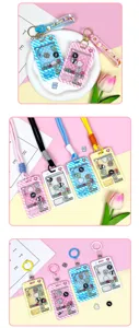 Cute claw machine animal card holder student badge case transparent protective cover lanyards