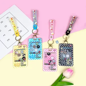 Creative Animal Shaking Card Holder Student ID Badge Sleeve Anti-Lost Plug-In Game Console Style Protective Cover With Lanyard Keychain