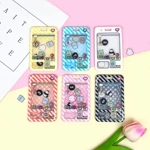 Creative cute animal shaking card holder student ID badge transparent protective sleeve