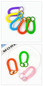 Bunte dehnbare Spiralband Handykette mit Doppelring, elastische Schlüsselschnur flexibel.
