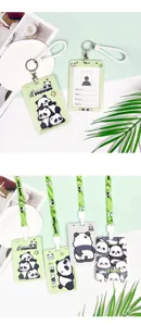 Großer ABS süßer Panda Ausweishalter mit Lanyard für Studenten und Spielkarten, Schutzhülle.