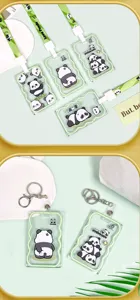 Niedlicher Cartoon Panda Schiebe Kartenhalter mit einziehbarer Kordel, transparente PVC Ausweishülle.