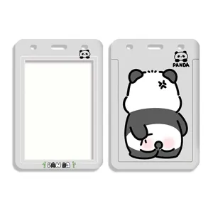 Süßer Cartoon Panda ABS Kartenhalter Schlüsselanhänger Lanyard Ausziehbarer Ausweisclip Studenten ID Bus Karte Schutzhülle Büro Schulbedarf