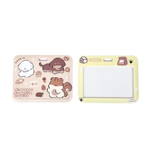 Horizontal cute puppy cartoon sliding card holder for student badge IC card protection
