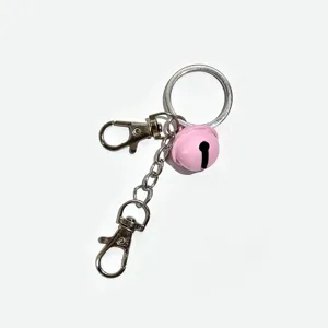Candy color cute double dog clip bell keychain for bags, clothes and keys accessories.