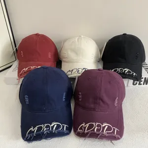Amerikanische Vintage Zerstörte Baseballkappe Herren Damen Retro Waschbaumwolle Buchstabenstickerei Sonnenschutz Verstellbar Streetwear Kappe
