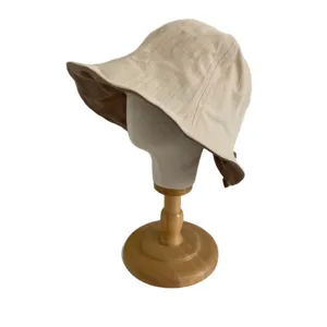 Chapeau de soleil femme bob ete elegant noeud papillon mode chapeau de pecheur beige clair