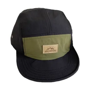 Casquette 5 panneaux tendance pour homme et femme, noire et verte, séchage rapide, visière courte.