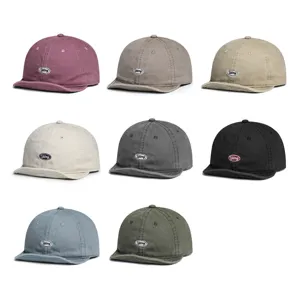 Vintage washed cotton short brim baseball cap for men and women, casual outdoor retro sun hat.