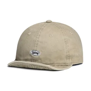 Washed cotton short brim baseball cap vintage outdoor workwear sun protection hat for men