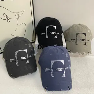 Men Women Distressed Washed Cotton Baseball Cap Niche Ninja Embroidery Raw Edge Brim Adjustable Hip Hop Streetwear Trucker Hat
