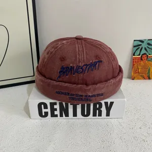 Vintage gewaschene Docker Kappe Herren Streetwear trendige Seemannsmütze Retro Cord Mütze Detail
