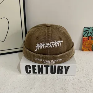 Retro gewaschene braune Docker Cap japanische Streetwear Sailor Mütze Freizeitmütze für Damen Herren