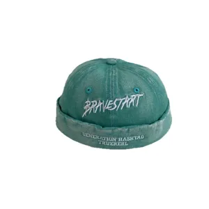 Vintage gewaschene Jeans Docker Cap für Damen und Herren, japanische Streetwear Seemann Mütze.