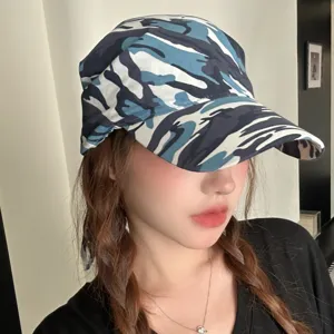 Gorra hip-hop de camuflaje azul sombrero de pañuelo elegante para primavera y verano.