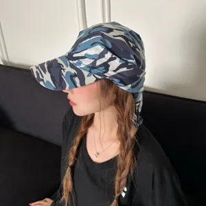 Gorro Turbante de Camuflaje Hip Hop Para Hombre Mujer Al Aire Libre Streetwear Estampado Ajustable Tela Ala Corta Protección Solar