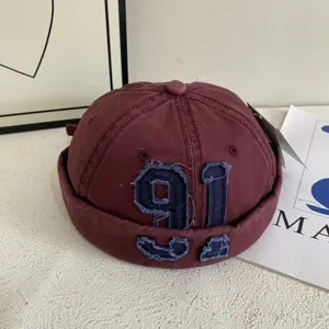 Retro cijfer geborduurde miki muts docker cap casual hip hop street style bordeaux katoen