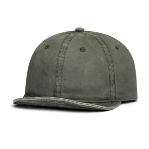Gorra de béisbol retro lavada de ala corta, sombrero docker de lona de algodón vintage.