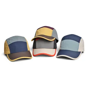 American Street Style Quick Dry 5 Panel Cap Breathable Outdoor Sport Baseball Hat For Men Women Riding Sun Shade Adjustable Patchwork Camp Cap