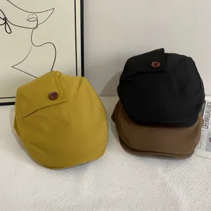 Koreanische Retro Button Schiebermütze Damen Frühling Herbst Mode vielseitige Berette.
