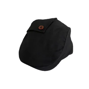 Klassische schwarze Schiebermütze für Damen, Retro Baskenmütze mit Holzknopf Frühling