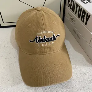 Gorra de béisbol bordada caqui, estilo coreano moderno, sombrero con visera unisex.