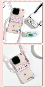 Transparant acryl telefoonhoesje met crossbody lanyard schattig kattenmotief