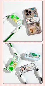 Golvende acryl telefoon achterclip met draagkoord voor handige dagelijkse schouderdraaging.