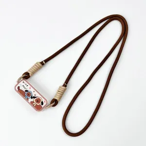 Cute Cartoon Puppy Acrylic Mobile Phone Back Clip With Adjustable Braided Crossbody Lanyard Universal Neck Strap Portable Phone Holder For Women Men