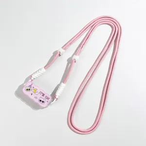 Roze acryl telefoon lanyard lange crossbody riem met schattig katten design mobiele ketting