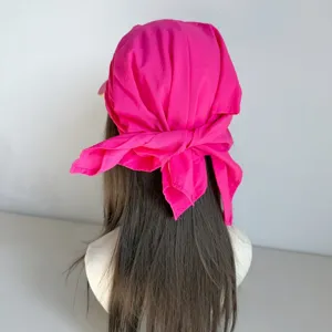 Pink headscarf hat for women, fashionable tie-back bandana cap for outdoor styling.