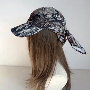 Snake print headscarf hat, trendy tie-up head wrap, stylish hip-hop hat for women and men.
