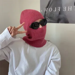 Winter Warm Knitted Balaclava Hat Windproof Cycling Beanie Mask TwoWay Wear Cotton Scarf Cap For Women