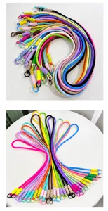 Colorful mobile phone lanyard crossbody neck strap hand woven detachable key ring multi color