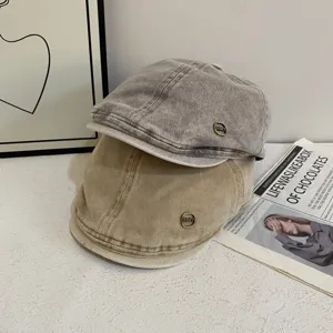 Dames Vintage Washed Denim Newsboy Cap Retro Casual Platte Pet Baret Zonbescherming Hoed Visor Hoed Voor Vrouwen Dagelijks