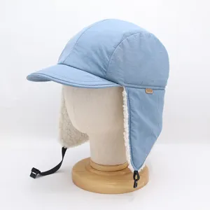 Casquette pilote thermique doublee de polaire d'hiver avec visiere pour le cyclisme.